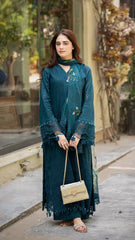 DHANAK EMROIDED 3PC DRESS PQ-741