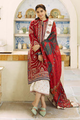 3PC EMBROIDERED DHANAK DRESS PQ - 319