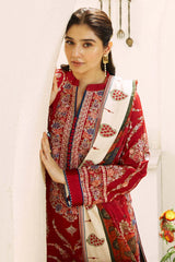 3PC EMBROIDERED DHANAK DRESS PQ - 319
