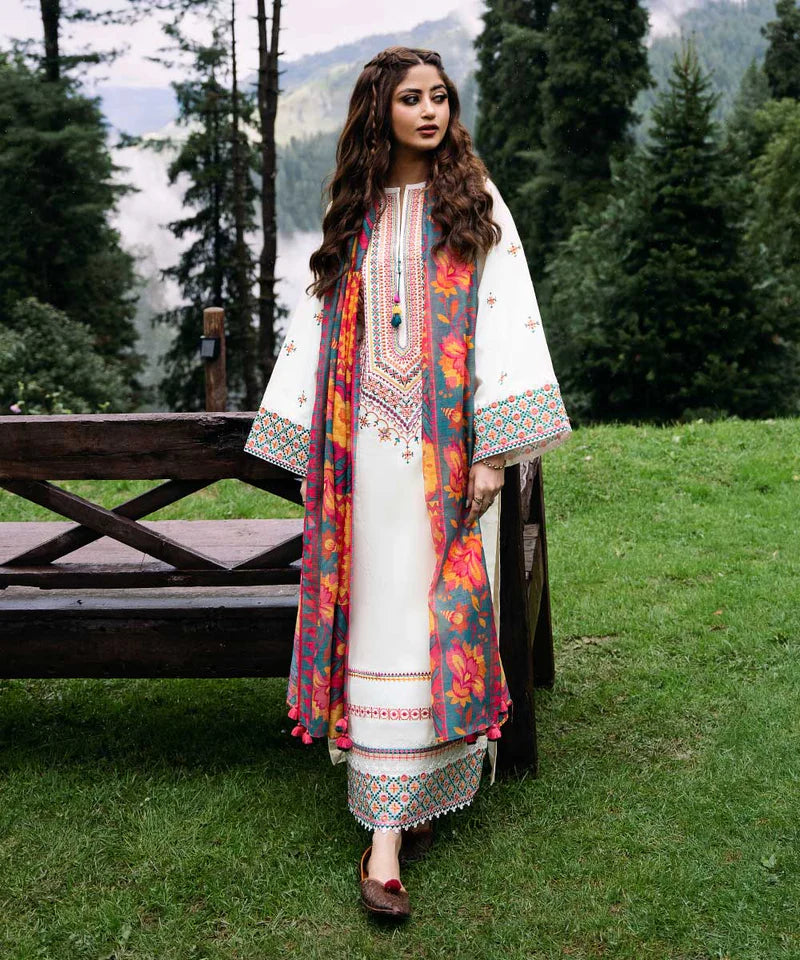 3PC EMBROIDERED KHADDAR DRESS PQ - 397