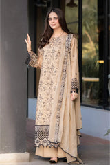 Jazmin 3PC DHANAK EMBROIDERED DRESSN PQ-734
