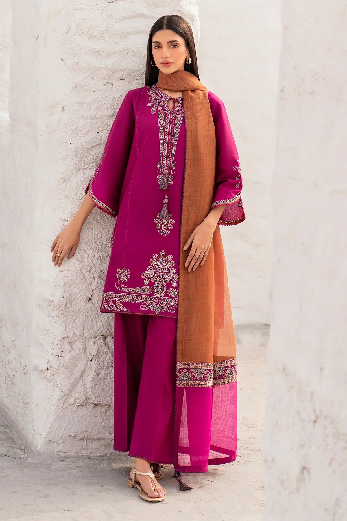 DHANAK 3PC EMBROIDERED DRESS PQ-766