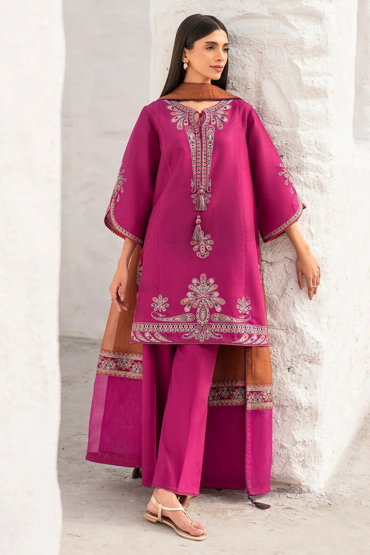 DHANAK 3PC EMBROIDERED DRESS PQ-766