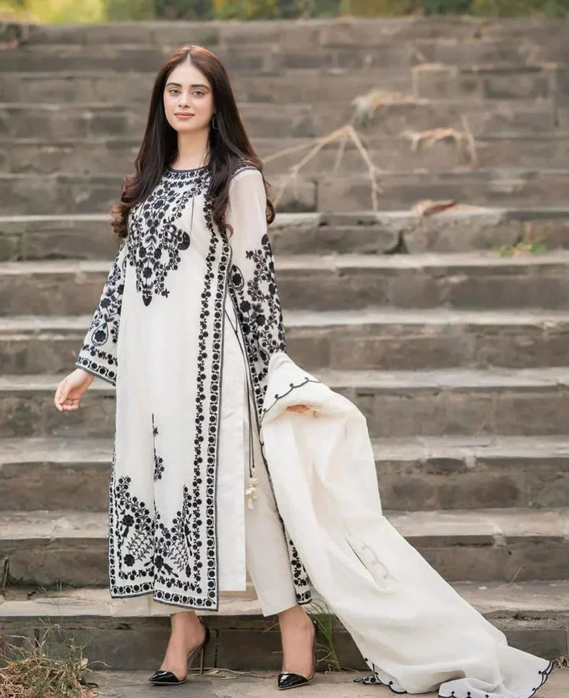 DHANAK 3PC UNSTICHED DRESS PQ-749