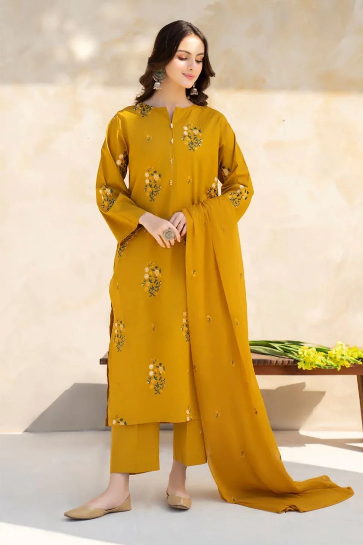 3PC Dhanak EMBROIDERED PQ-95