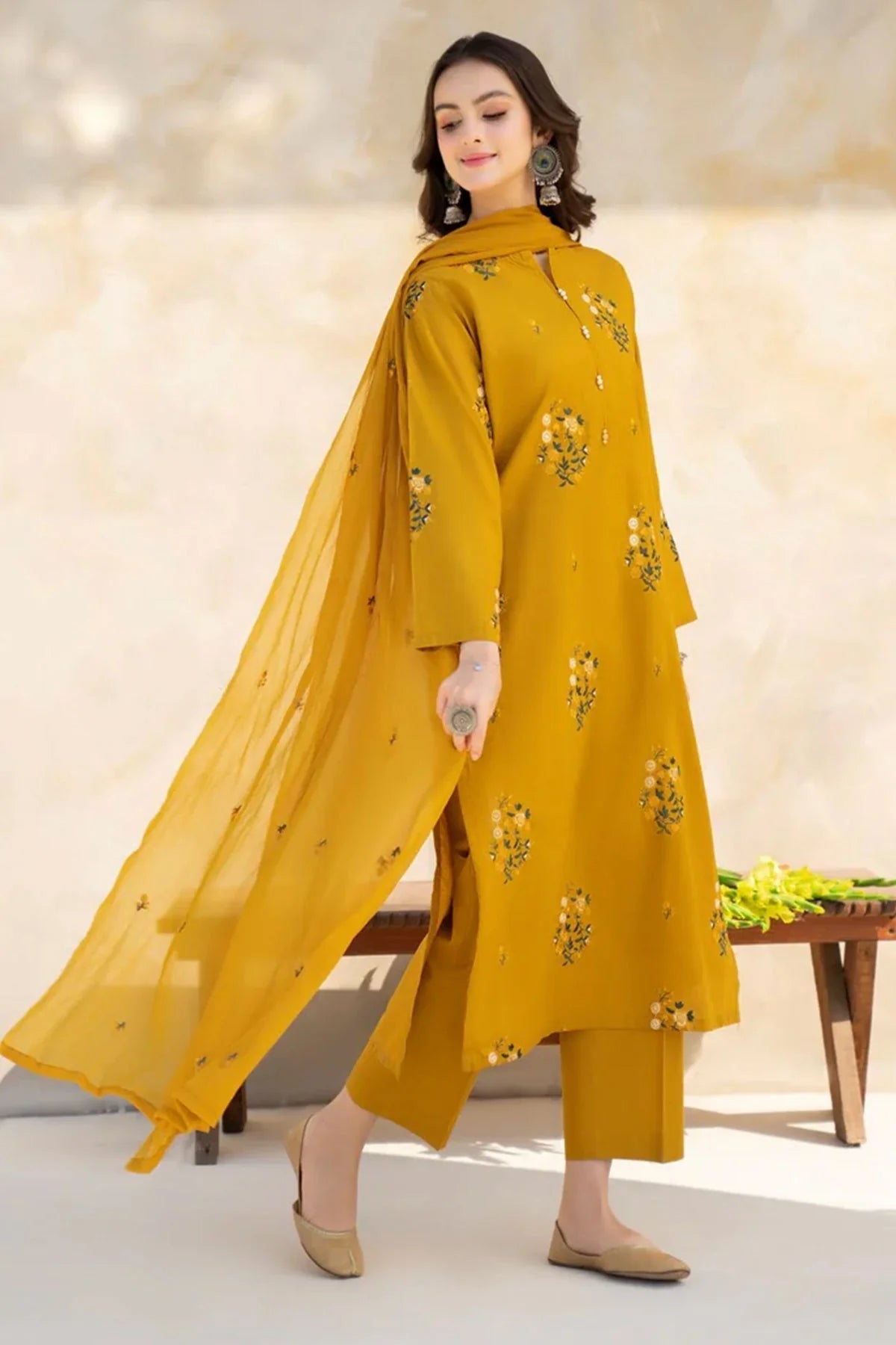 3PC Dhanak EMBROIDERED PQ-95