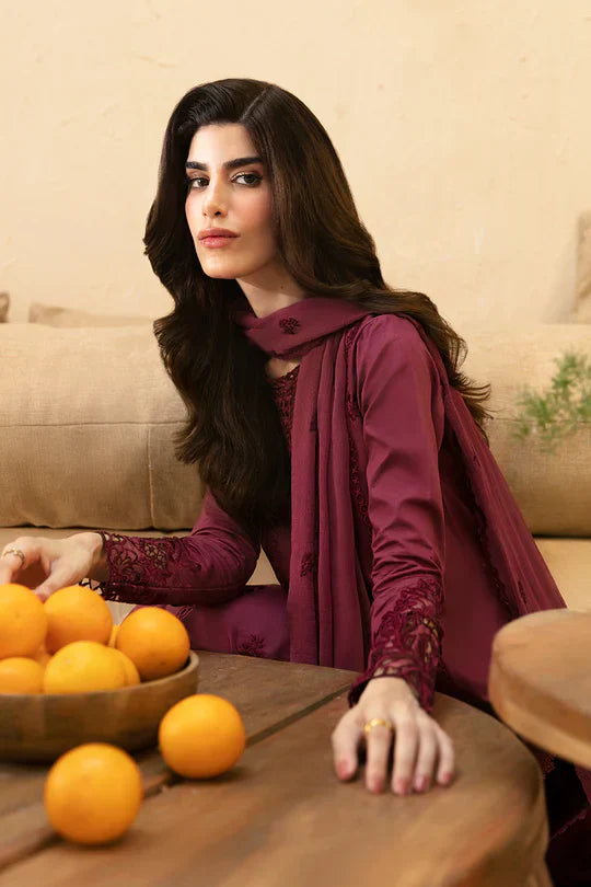 Berry Delight Dhanak 3PC DRESS PQ-763