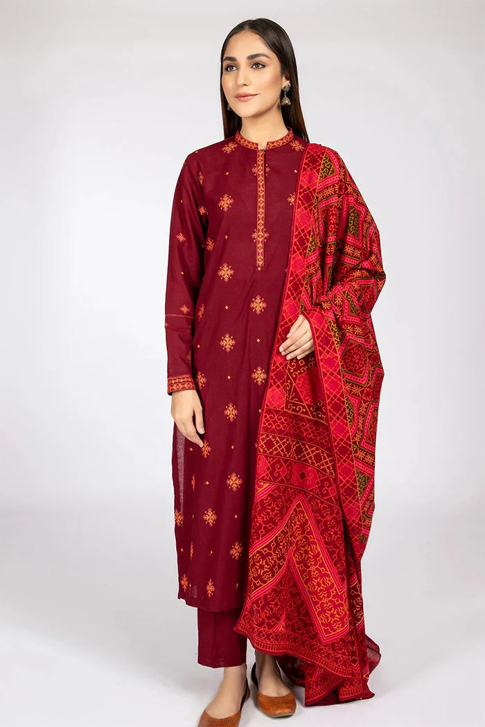 3PC DHANAK EMBROIDERED PQ-68