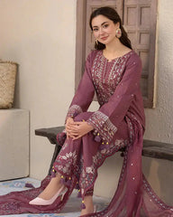 DHANAK 3PC EMBROIDED DRESS PQ-748