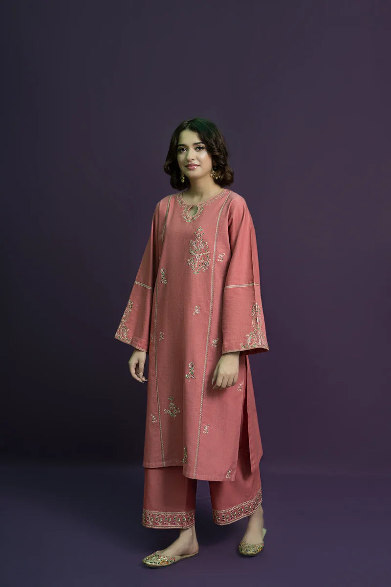 2PC EMBROIDERED DHANAK DRESS PQ- 424