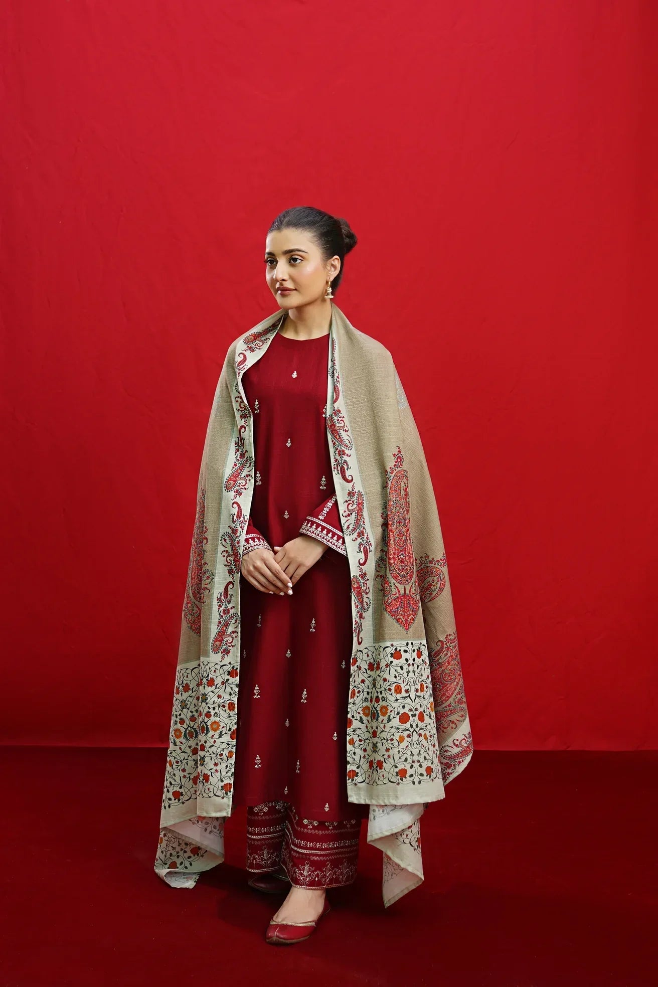 ELKA DHANAK EMROIDED DRESS PQ-762