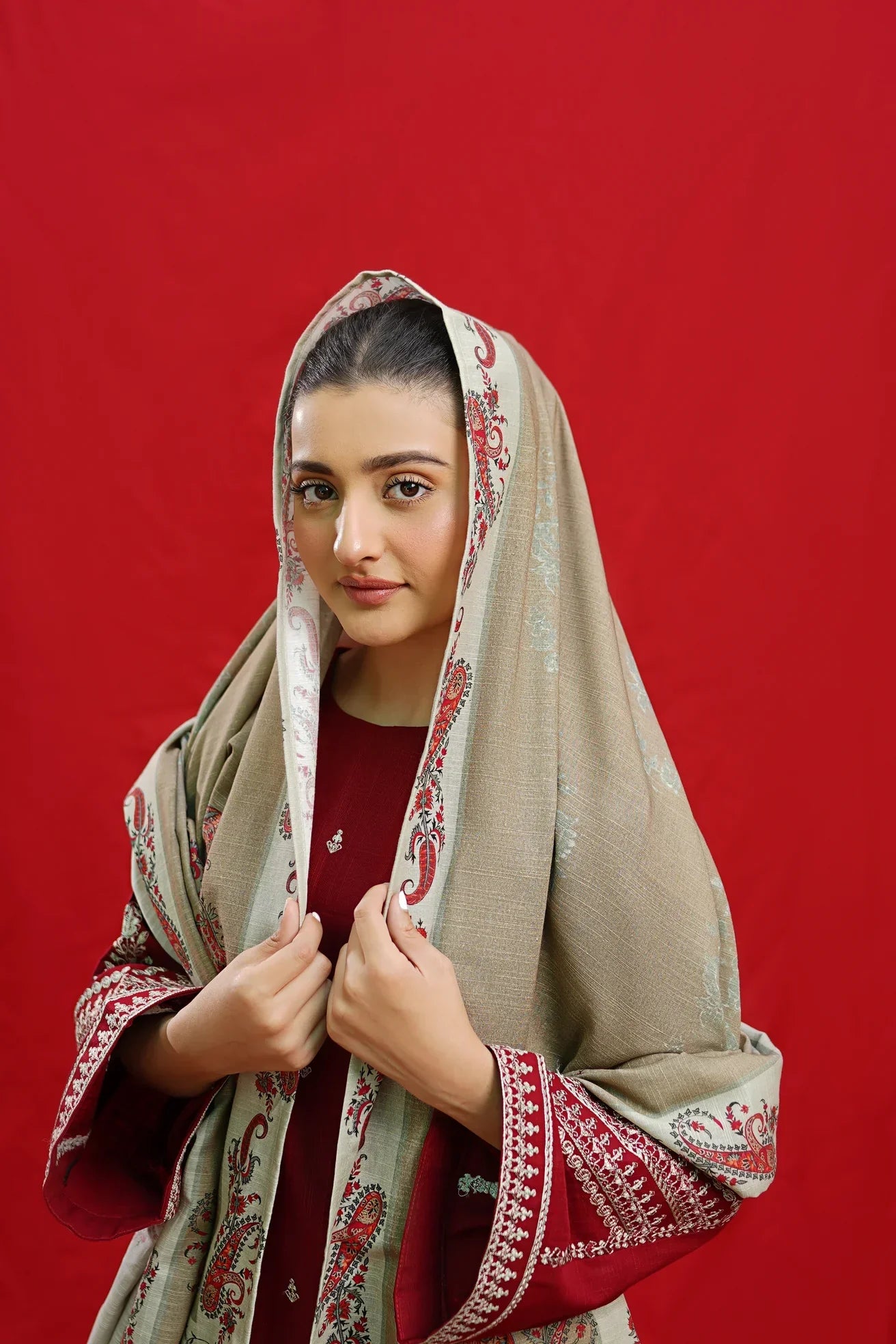 ELKA DHANAK EMROIDED DRESS PQ-762
