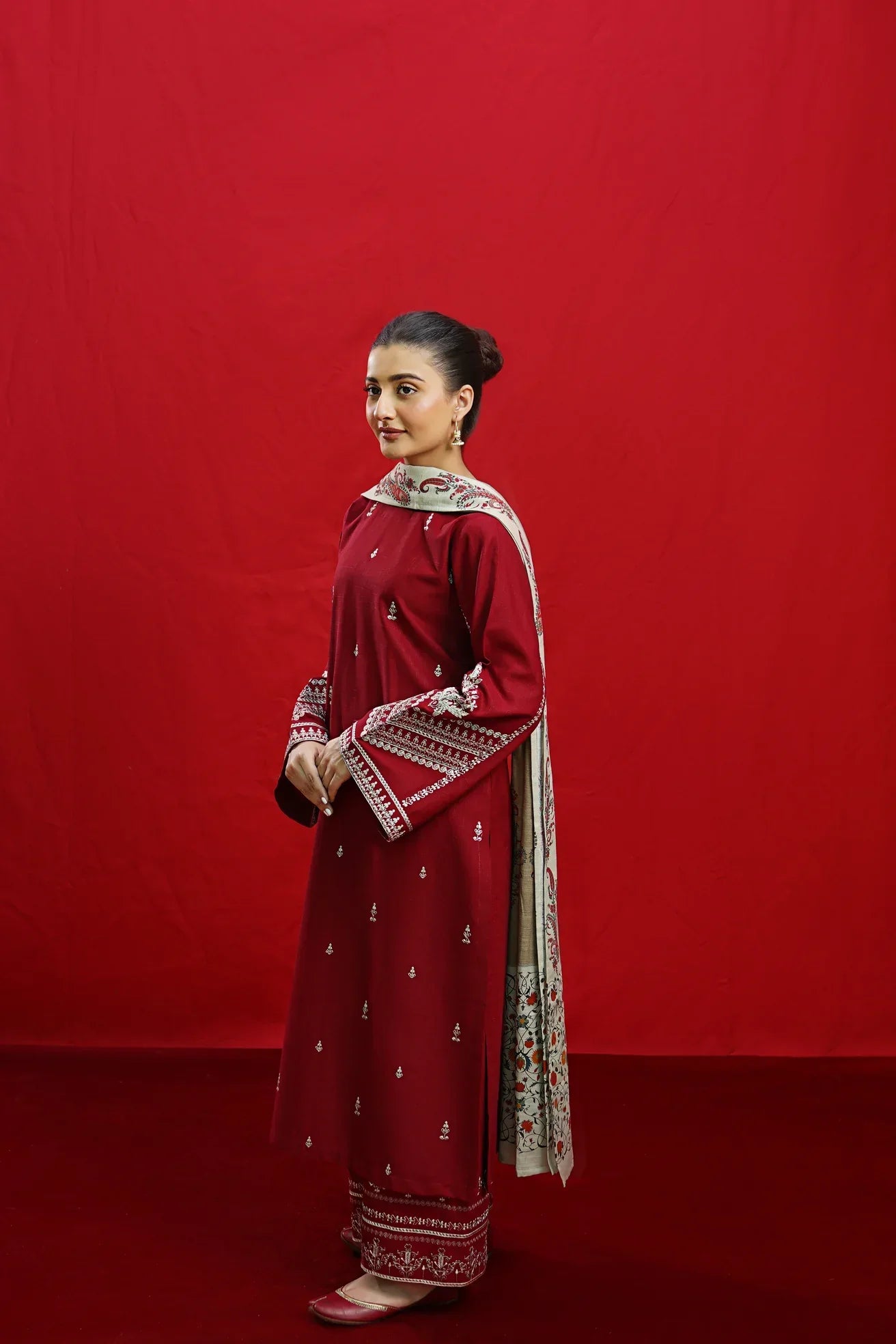 ELKA DHANAK EMROIDED DRESS PQ-762