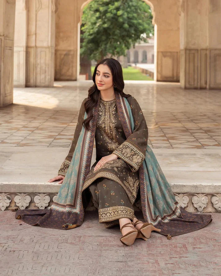 Hussain Rehar 3PC DHANAK EMBROIDERED DRESS PQ-733