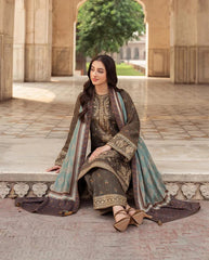 Hussain Rehar 3PC DHANAK EMBROIDERED DRESS PQ-733