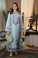 DHANAK 3PC CHIKENKARI EMBROIDERED DRESSM PQ-735