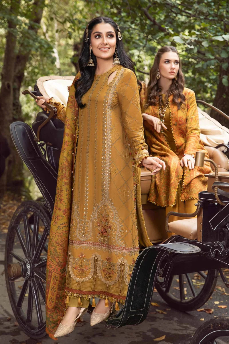 3PC UNSTICHED EMBROIDERED DHANAK DRESS PQ - 382