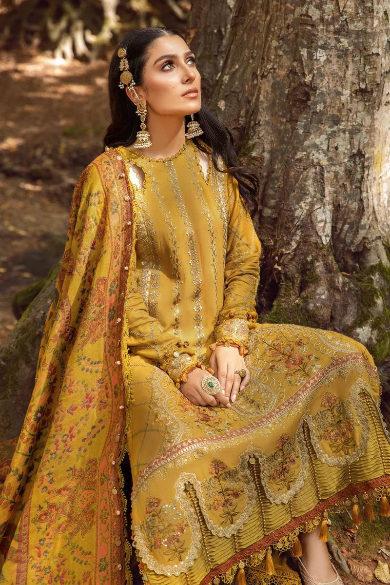 3PC UNSTICHED EMBROIDERED DHANAK DRESS PQ - 382