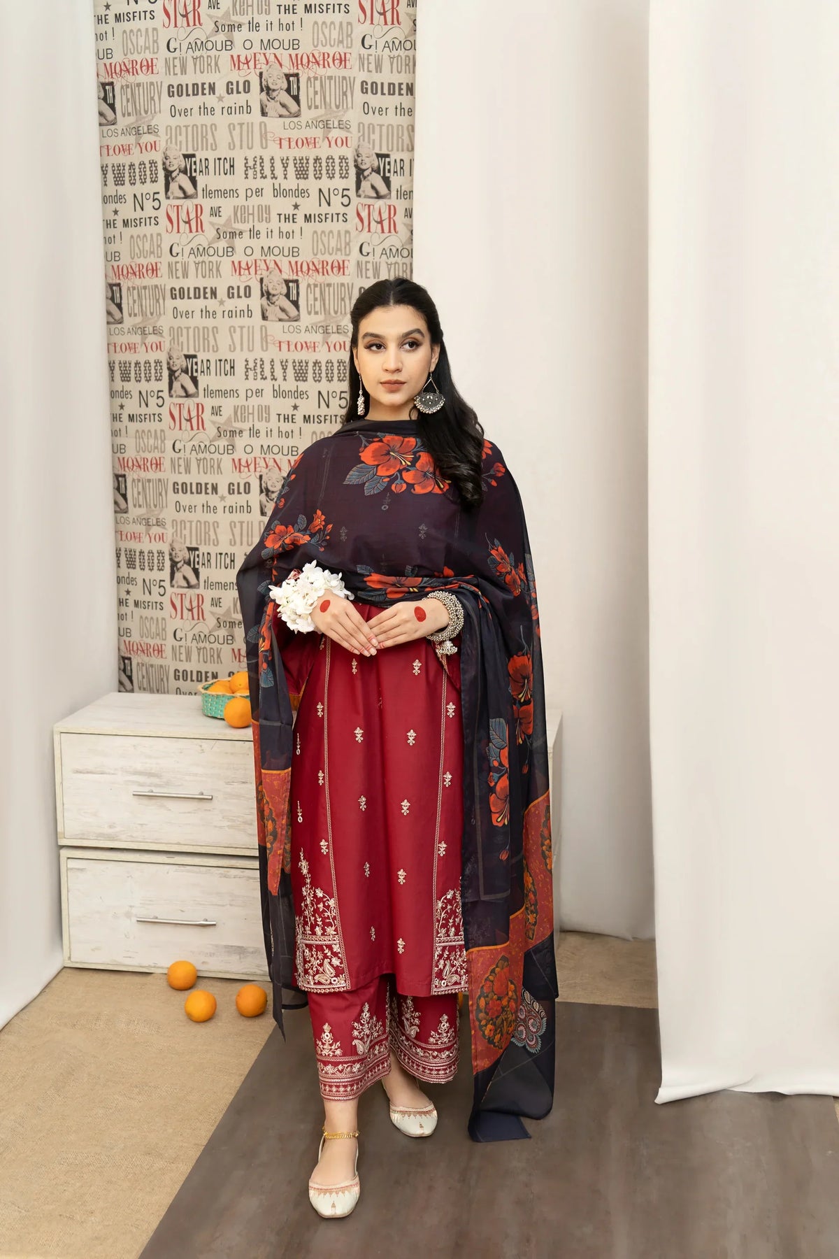 SABEEHA 3PC DHANAK DRESS PQ-758