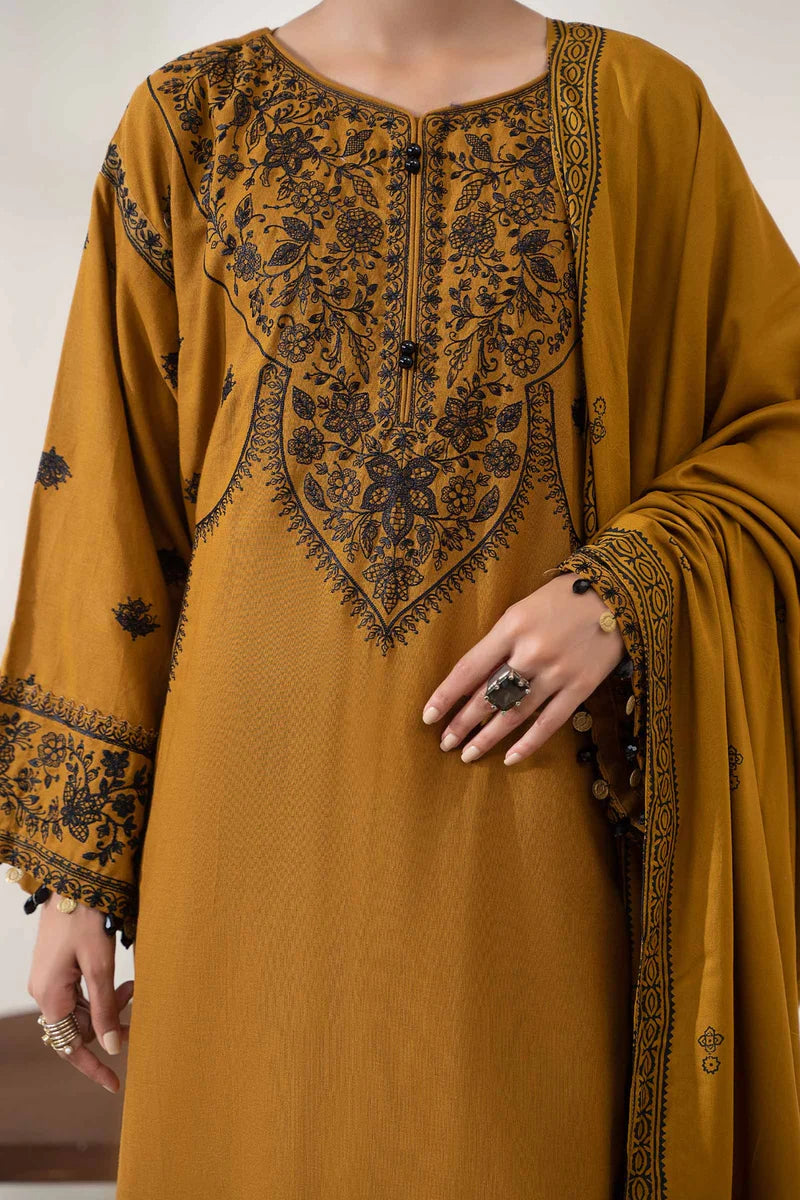 3PC EMBROIDERED DHANAK DRESS PQ - 396