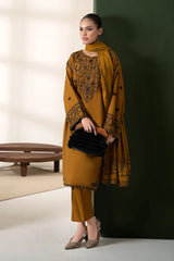 3PC EMBROIDERED DHANAK DRESS PQ - 396