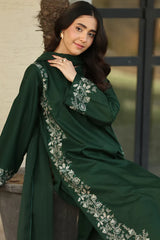 3PC UNSTICHED DHANAK EMBROIDED DRESS PQ - 443