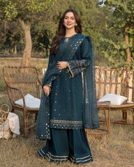 DHANAK 3PC  EMBROIDERED DRESS PQ-765