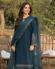 DHANAK 3PC  EMBROIDERED DRESS PQ-765