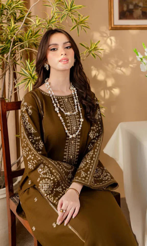 2PC EMBROIDERED DHANAK DRESS PQ - 385