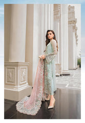 3PC UNSTICHED SEQUENCE EMBROIDERED CHIFFON DRESS PQ - 432