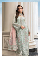 3PC UNSTICHED SEQUENCE EMBROIDERED CHIFFON DRESS PQ - 432