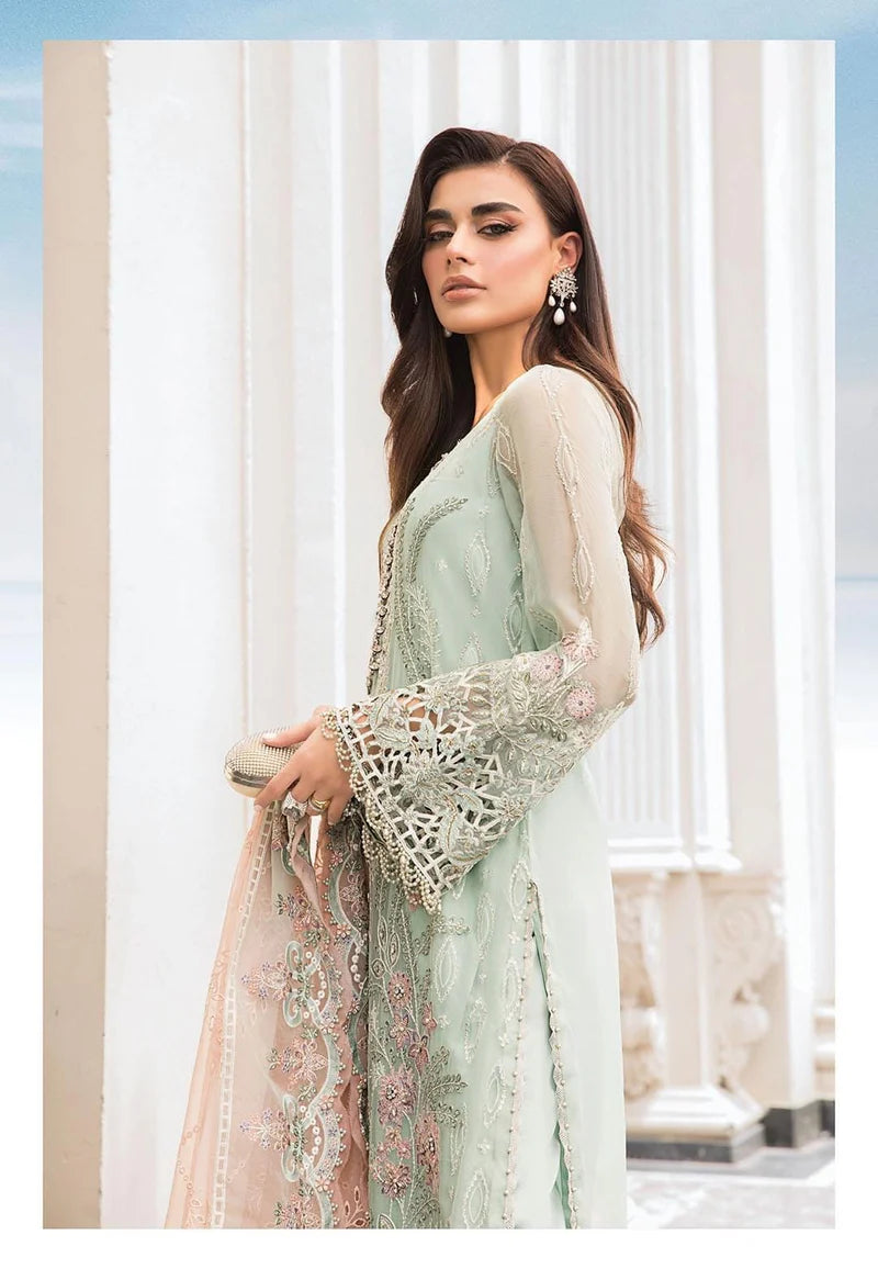 3PC UNSTICHED SEQUENCE EMBROIDERED CHIFFON DRESS PQ - 432