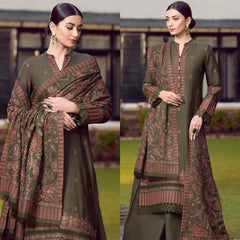 3PC EMBROIDERED DHANAK DRESS PQ- 305