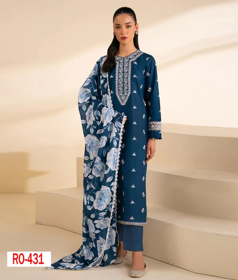 3PC EMBROIDERED KHADDAR DRESS PQ- 431