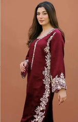 2PC UNSTICHED EMBROIDERED DHANAK DRESS PQ - 778