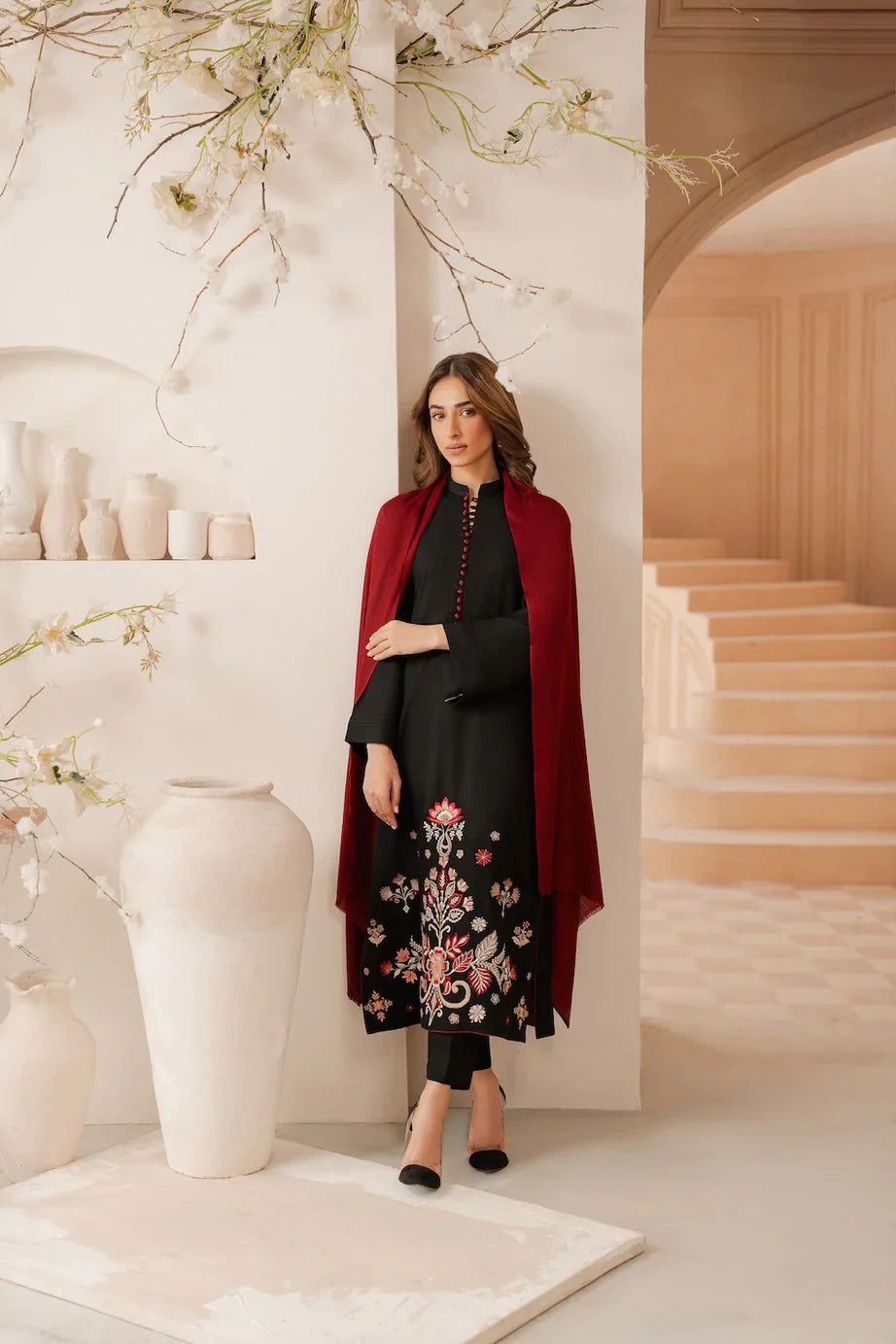 DHANAK 3PC EMBROIDERED DRESS PQ-754