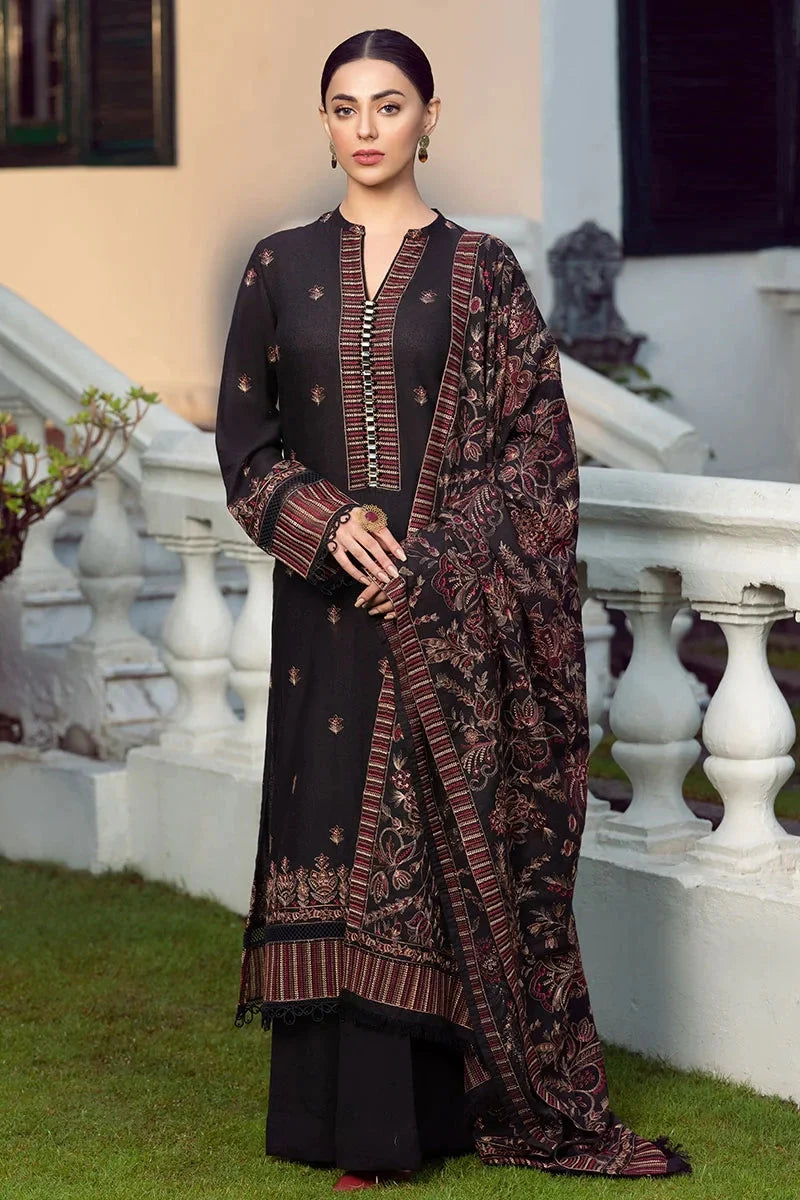 3PC EMBROIDERED DHANAK DRESS PQ - 306