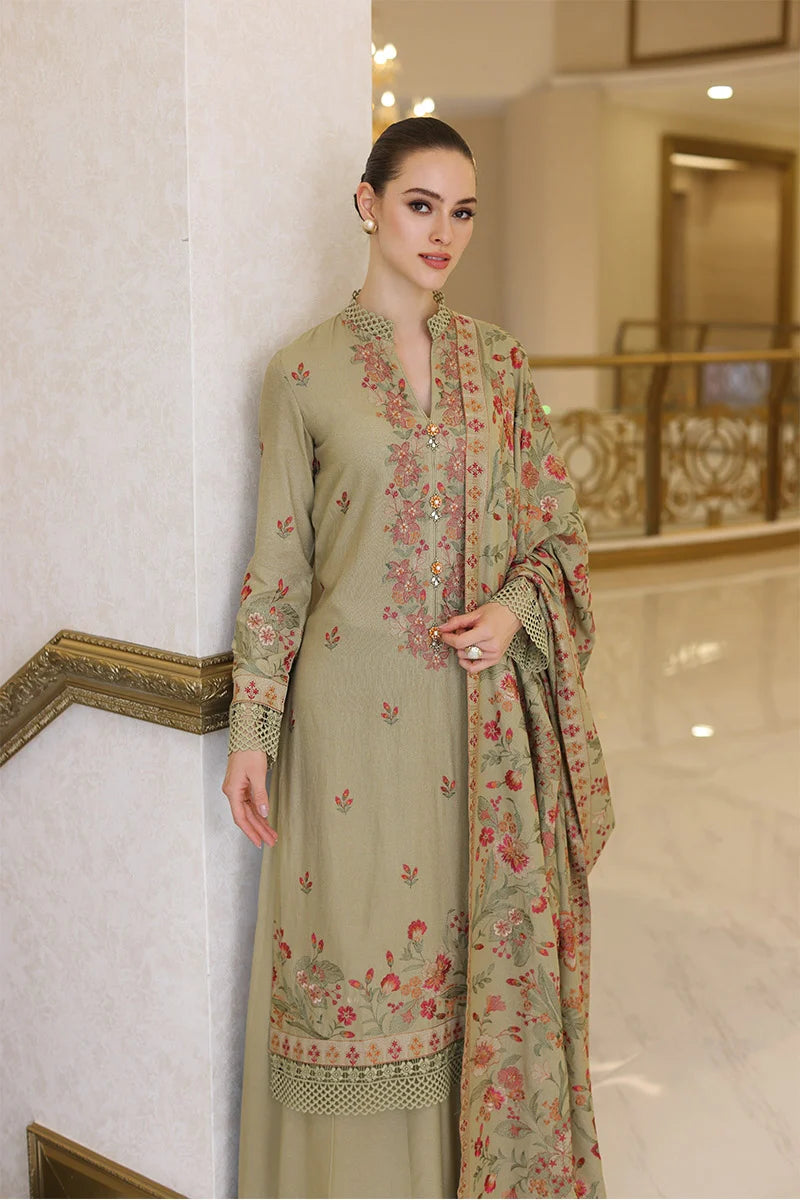 3PC EMBROIDERED DHANAK DRESS PQ - 302