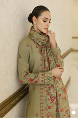 3PC EMBROIDERED DHANAK DRESS PQ - 302