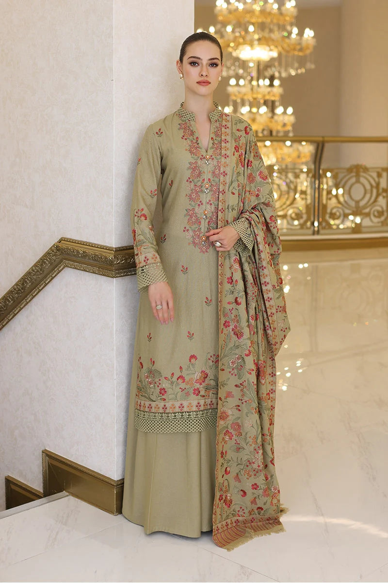 3PC EMBROIDERED DHANAK DRESS PQ - 302