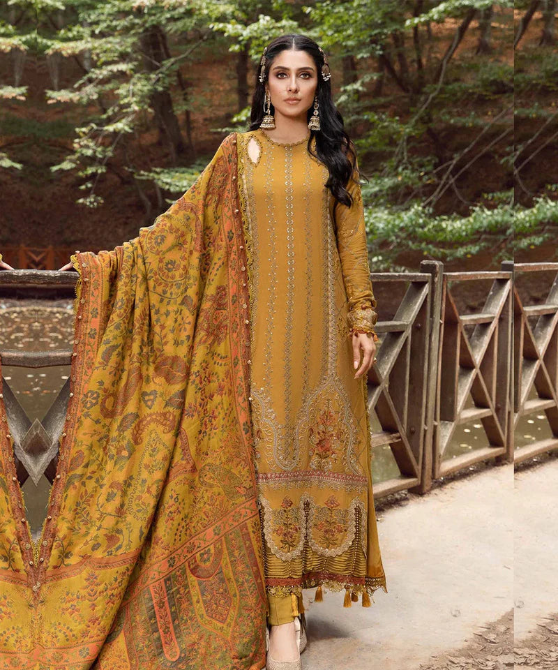 3PC UNSTICHED EMBROIDERED DHANAK DRESS PQ - 382