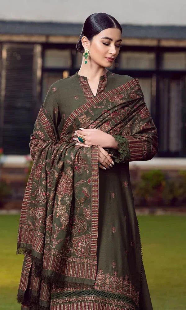 3PC EMBROIDERED DHANAK DRESS PQ- 305