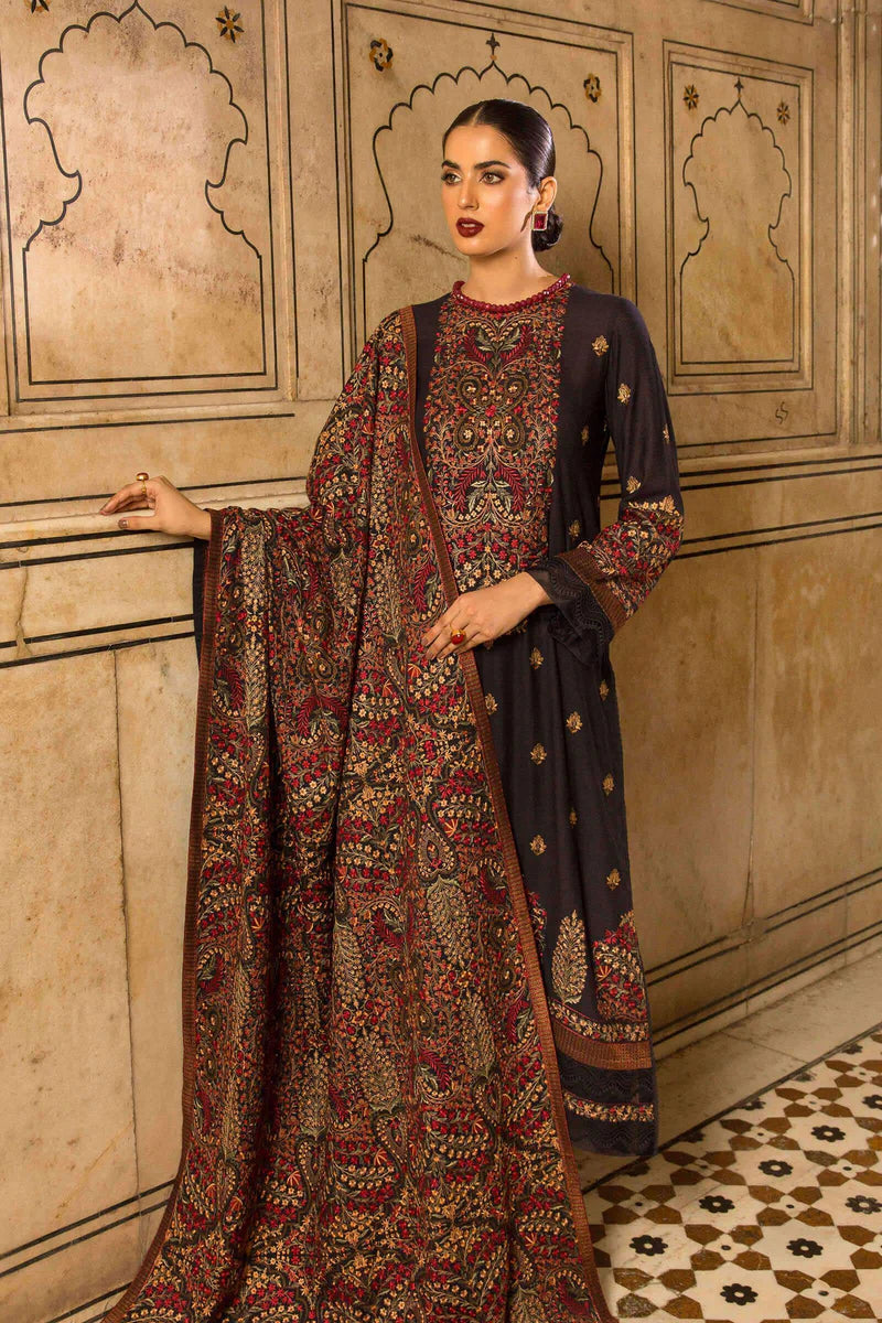 3PC EMBROIDERED DHANAK DRESS PQ - 351