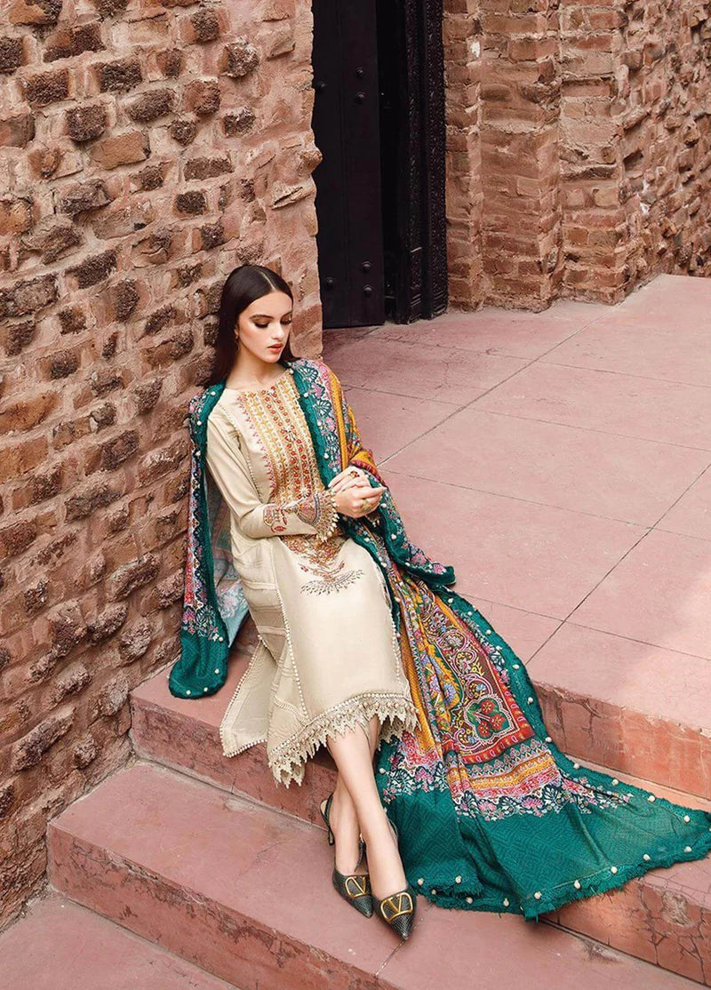 3PC EMBROIDERED DHANAK DRESS PQ - 369