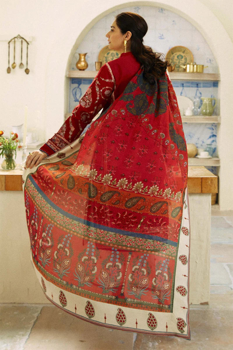 3PC EMBROIDERED DHANAK DRESS PQ - 319